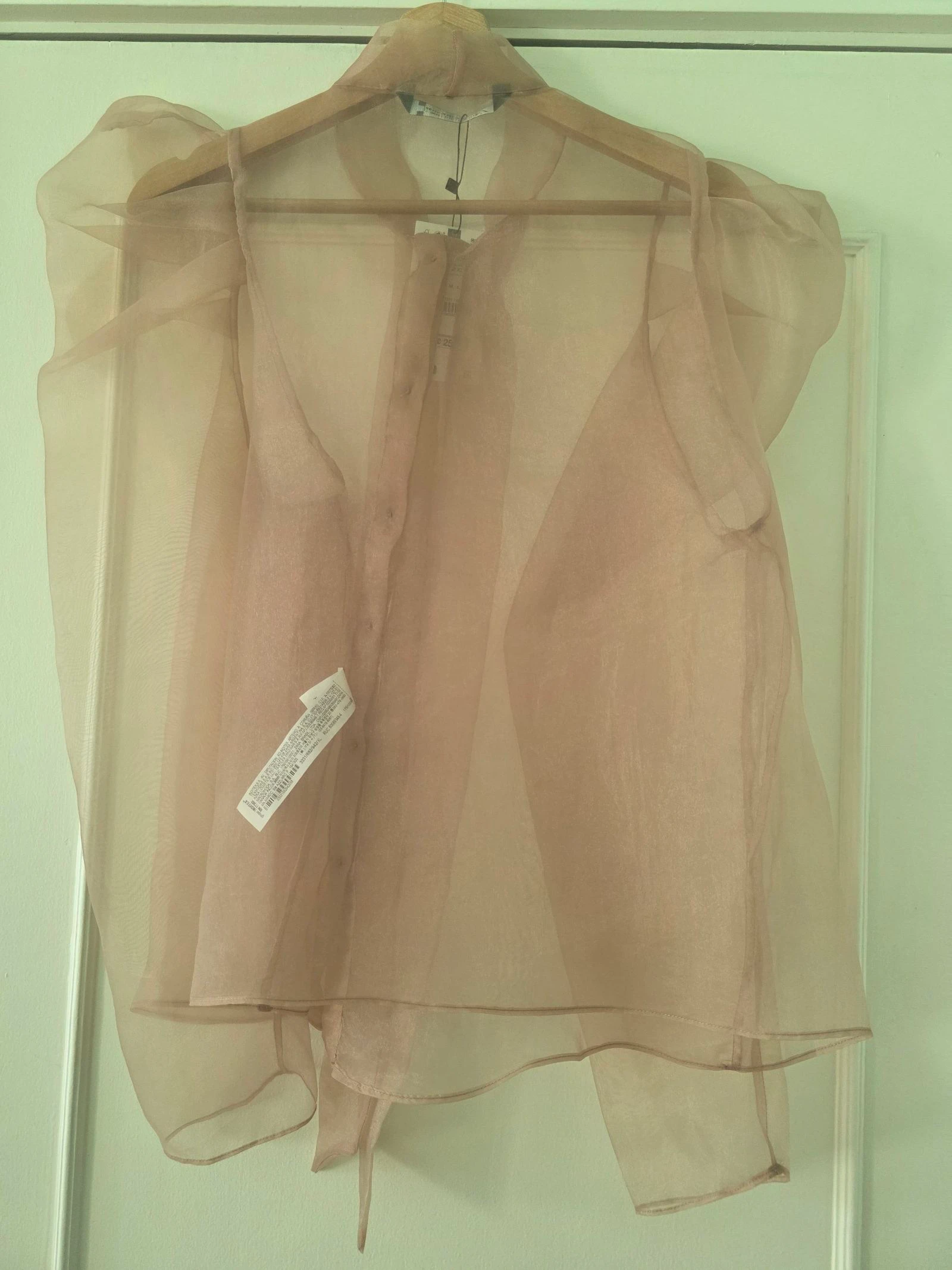 Roze Organza Blouse met Lint Nieuw | Zara | Maat XL – photo 9